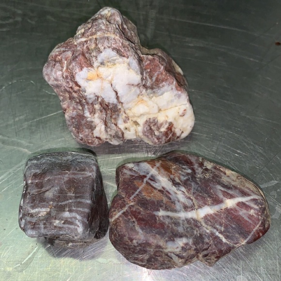 Other | Rare Earth Stones Rocks Set Of Three Red And White Quartz ...